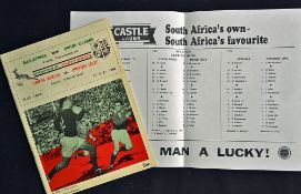 1968 British Lions v South Africa rugby programme for the 4th test played at Ellis Park Johannesburg