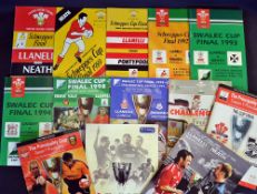 13x Llanelli Challenge Cup Final rugby programmes from 1988 onwards - comprising a complete run from