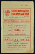1958/59 Accrington Stanley v Dumbarton football programme a floodlight friendly match, in overall