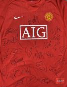 Signed Manchester United football shirts 2008/2009 both heavily signed by the team over 40