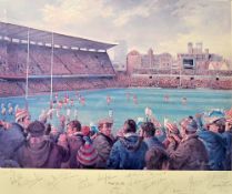 1981 Wales v England Rugby Centenary signed ltd edition colour print titled Cardiff Arms Park by