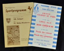 1958 Paris Tourny football programme Bolton Wanderers v Flamengo (Brazil) & Ujpest (Hungary) v