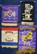 4x Official New Zealand rugby team silk pennants to incl Wanganui, Lyttleton, Buller and Magpies -