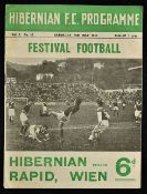 1950-51 Hibernian v Wien football programme date 19 May Festival of Britain, minor wear
