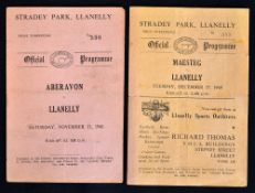 2x 1948/49 Llanelli rugby programmes (H) -v Aberavon 13/9/49 (F/G) and v Maesteg 27/12/49 single