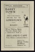 1949-50 Barry Town v Lewistown football programme Welsh league Div 2 date 3 Sep, with team