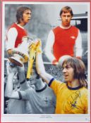 Arsenal Charlie George limited edition signed colour print numbered 51 in Arsenal away colours,