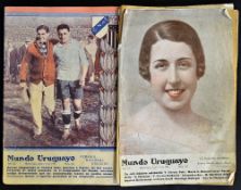 Collection of 4 Mundo Uruguayo Magazines relating to the 1930 World Cup overall condition fair at