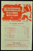 1944/45 Manchester United v Oldham Athletic football programme war cup qualifier, 3 March, single