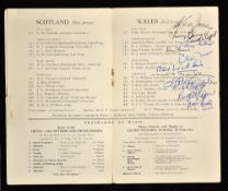 1953 Scotland v Wales signed rugby programme played at Murrayfield on 7 February and signed to the