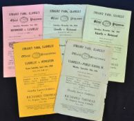 5x Llanelli v English club rugby programmes from 1950s (H) teams incl 3x Richmond 51/52, 55/56, 57/
