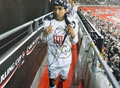 Tottenham Hotspur Aaron Lennon signed colour print displaying Lennon after receiving his medal after
