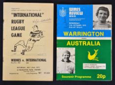 Rugby League - 2x 1970s signed programmes to incl Widnes v International XV '72 signed to the