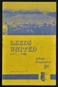 1949-50 Leeds United v Swansea Town football programme date 3 Sep, missing staple, minor marks,