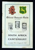 1937 South Africa rugby tour to New Zealand programme - v Canterbury played at Lancaster Park