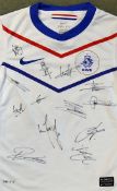 Signed 2010-2012 Holland football shirt signed by Boulahrouz, Bouma, De Jong, Engelaar, Heitinga,