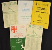 1960/61 South Africa Rugby UK Tour to England programmes and ticket - to include scarce vs Cambridge