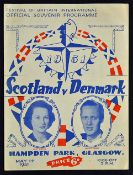 1950-51 Scotland v Denmark football programme date 12 May Festival of Britain with minor tears to