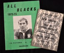 1972/73 New Zealand rugby tour to the UK Scottish programmes and vs Rest of Scottish Districts and