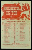 1945/1946 Manchester United v Burnley football programme at Maine Road match programme, 1 Dec, in