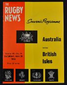 1966 British Lions v Australia rugby programme - 1st test played on Saturday 28 May Lions winning