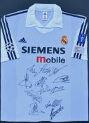 Signed 2002-2003 Real Madrid La Liga Champions football shirt UEFA Super Cup Winners white Centenary