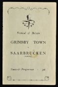 1950-51 Grimsby Town v Saarbrucken football programme Festival of Britain programme, missing