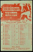 1945/1946 Manchester United v Sheffield Wednesday football programme at Maine Road, date 20 Apr in