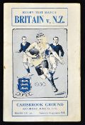 1930 British Lions v New Zealand rugby programme - first test played at Carisbrook on Saturday 21