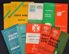 1969/70 South Africa rugby UK tour Wales programmes to incl vs Aberavon-Neath, 2x v Cardiff, v Gwent