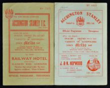 1954/55 Accrington Stanley v Cresswell Colliery football programme FA Cup dated 20 November 1954,