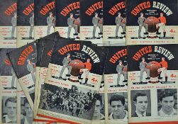 Selection of Manchester United home football programmes 1955/56 nos. 1 - 21 near complete (missing