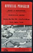 1960 Hearts v Manchester United football programme Tour match in Toronto dated 14 May at the Varsity