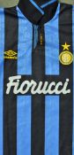 1993/94 Dennis Bergkamp Inter Milan match issue football shirt home strip, blue and black, with