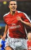 Arsenal football signed prints including Robin Van Persie in Arsenal colours overall 36cm x 46cm,