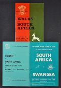 3x 1969/70 South Africa Rugby UK Tour Wales programmes - to incl vs Wales, vs Cardiff, and vs