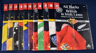 Collection of British Lions Rugby Programmes to incl 1977 British Lions v Barbarians rugby programme