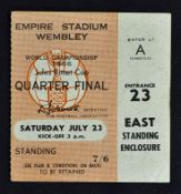 1966 World Cup Quarter-Final ticket England v Argentina at Wembley dated 23 July 1966