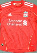 2011 Signed Liverpool home football shirt child size, signed by the team to include Agger,