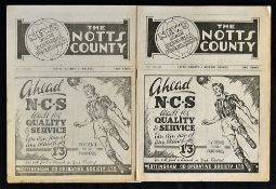 1948/49 Notts. County football programmes including v Walsall and v Bristol Rovers Division 3 both