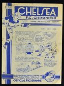 1938/39 Chelsea v Manchester United football programme Division 1 at Stamford Bridge dated 28