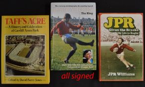 3x Welsh Rugby players and related signed books to incl JPR Williams - "JPR Given The Breaks - My