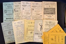 Collection of 1950s Llanelli rugby programmes (Away) - teams incl v Bath 54, v Bridgend 54, 5x