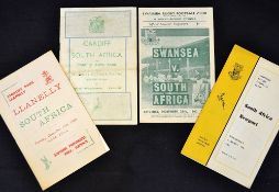 1960/61 South Africa rugby tour programmes in Wales - to include v Swansea, v Cardiff (pocket