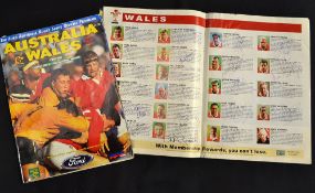 2x Wales rugby tour to Australia signed programmes from the 1996 - to incl v Australia 1st and 2nd