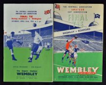 1949 and 1950 FA Amateur Cup Final football programmes including 1949 Bromley v Romford and 1950