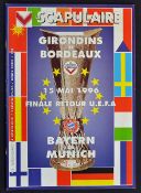 1995/96 UEFA Cup Final Bordeaux v Bayern Munich football programme date 15 May, 2nd Leg, large