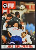 1995/96 European Super Cup Final Ajax v Real Zaragoza football programme 28 Feb, 2nd Leg, large