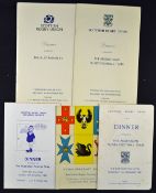 Collection of Scottish v Overseas Tourist rugby dinner menus from 1966 to incl Australia v Glasgow