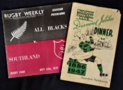 New Zealand All Blacks rugby related items to incl 1947 Linwood Rugby Club Canterbury New Zealand